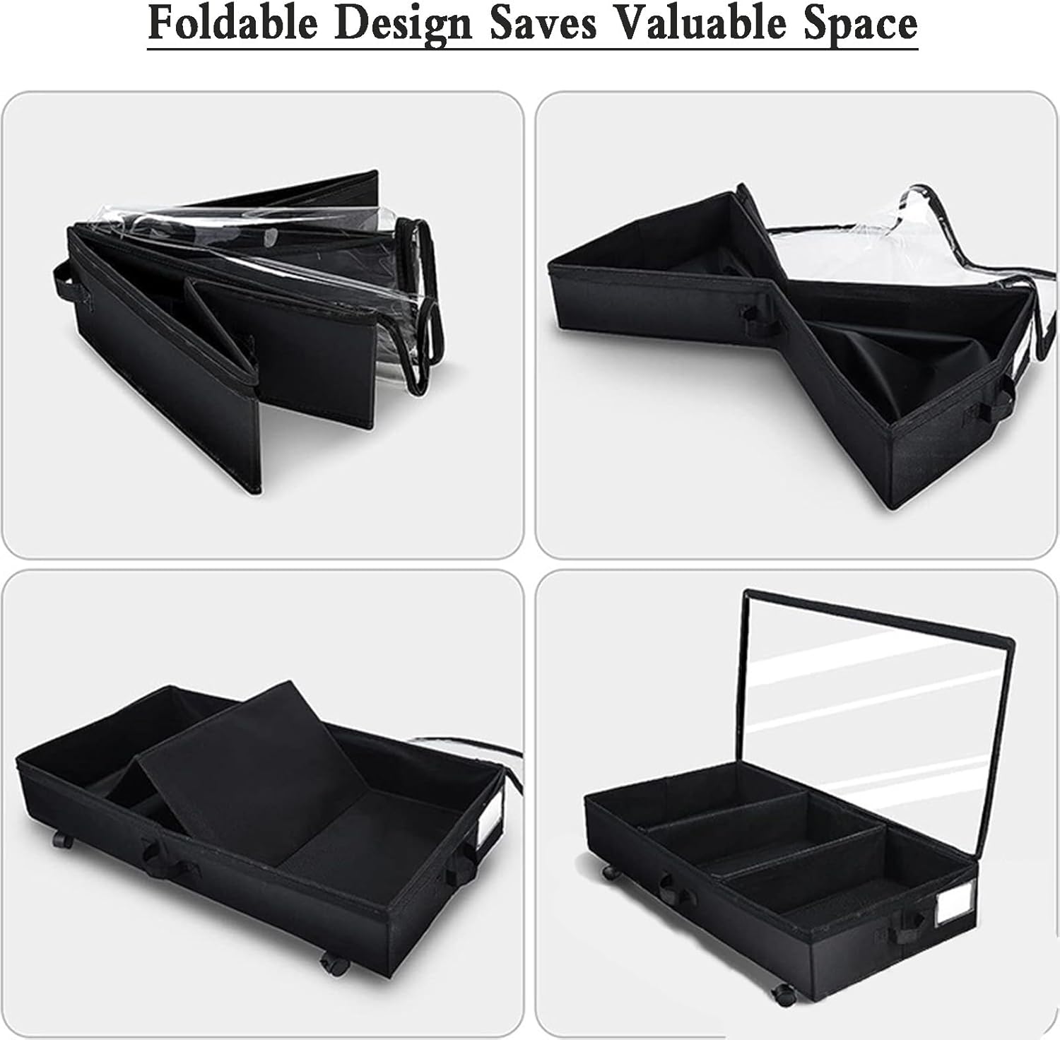 SepKus Under Bed Storage Containers, Under Bed Shoe Storage with Wheels and Handles, Foldable Bedroom Storage Organization, Under Bed Storage Bins Drawer for Clothes, Blankets