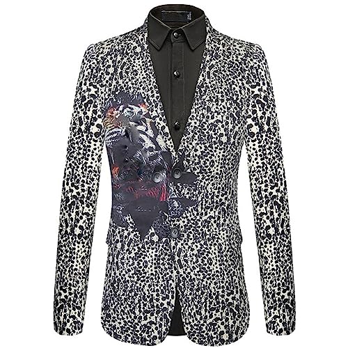 Herren-Blazer mit Leopardenmuster, einreihig, lässig, Anzugjacke, klassischer Tierblazer, Hochzeitsblazer