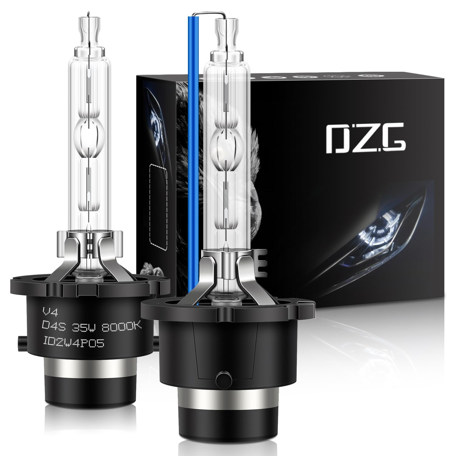 DZG D4S Xenon HID Headlight Bulbs 8000K Ice Blue 35W 66440 42402 42402WX 42V AC High Low Beam Xenon Replacement Bulb, Pack of 2