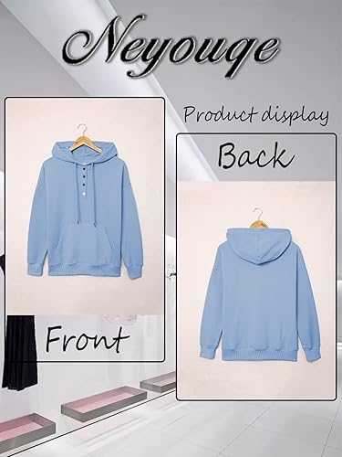 Miniatura 3 de NEYOUQE Sudaderas de moda para otoño e invierno con botones de cuarto para mujer estilo casual de moda cuello redondo