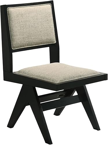 Miniatura 5 de Contemporary 2pc Dining Arm Chairs Set for Room Table & Seating Kitchen Chairs Fabric Upholstered Plank Arms Oak Veneer Rubberwood,Black-2set