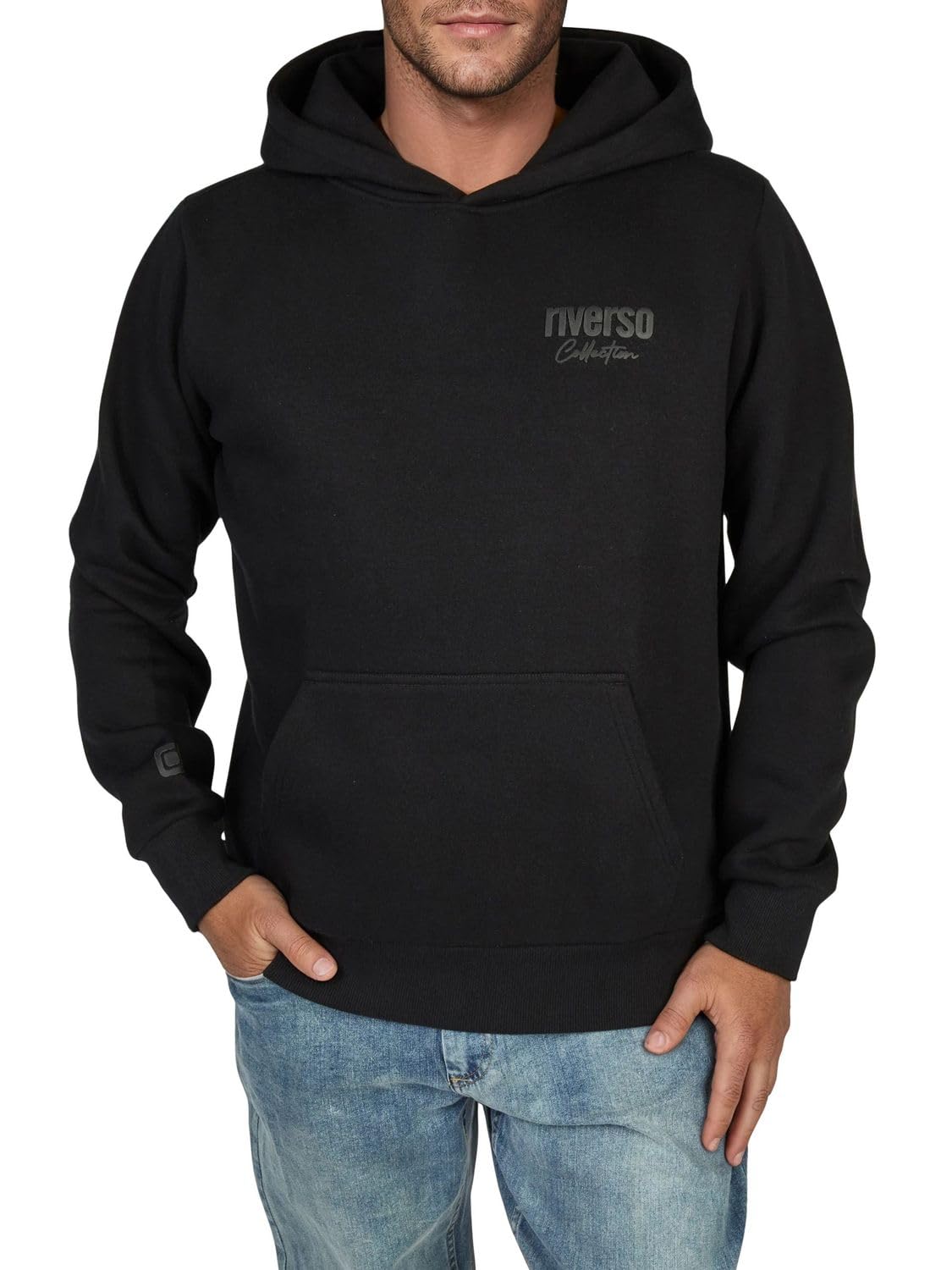 riverso RIVScott Men's Hoodie with Print Regular Fit Hoodie Pullover Black White Green Beige Grey S M L XL XXL 3XL 4XL 5XL, black, 4XL