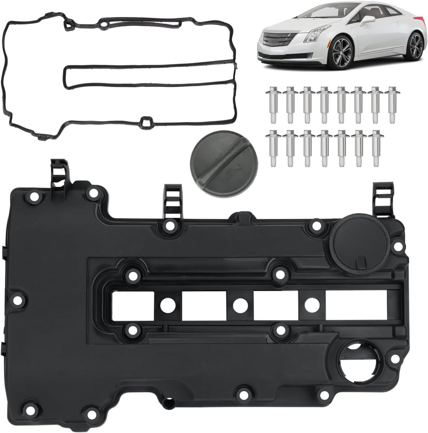 SEINECA 55573746 Valve Cover with Gasket Bolts & Oil Cap, 1.4L Engine Valve Cover Compatible with Chevy Cruze 2011-2015 Sonic Trax Volt2011-2019, Cadillac ELR 2014-2016,Buick Encore 2013-2019.