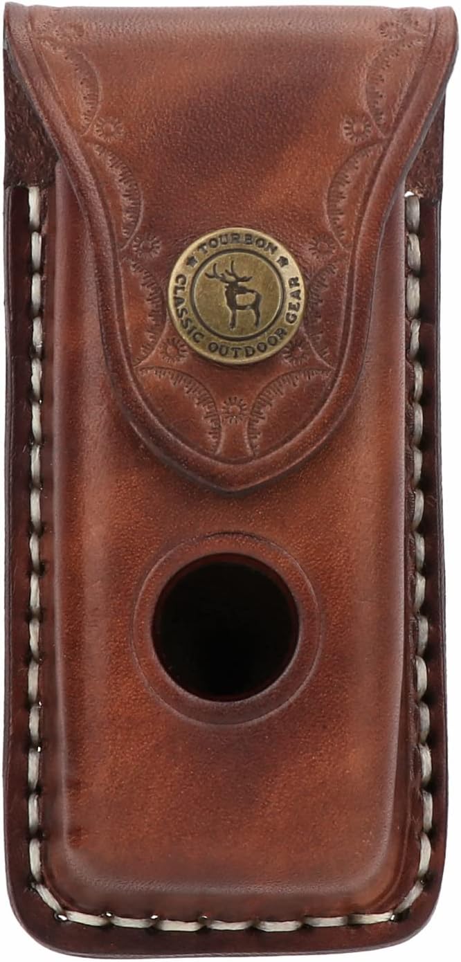 Ledermesserscheide Mit Gürtelschlaufe - Klappmesser Holster Mit Schnappverschluss