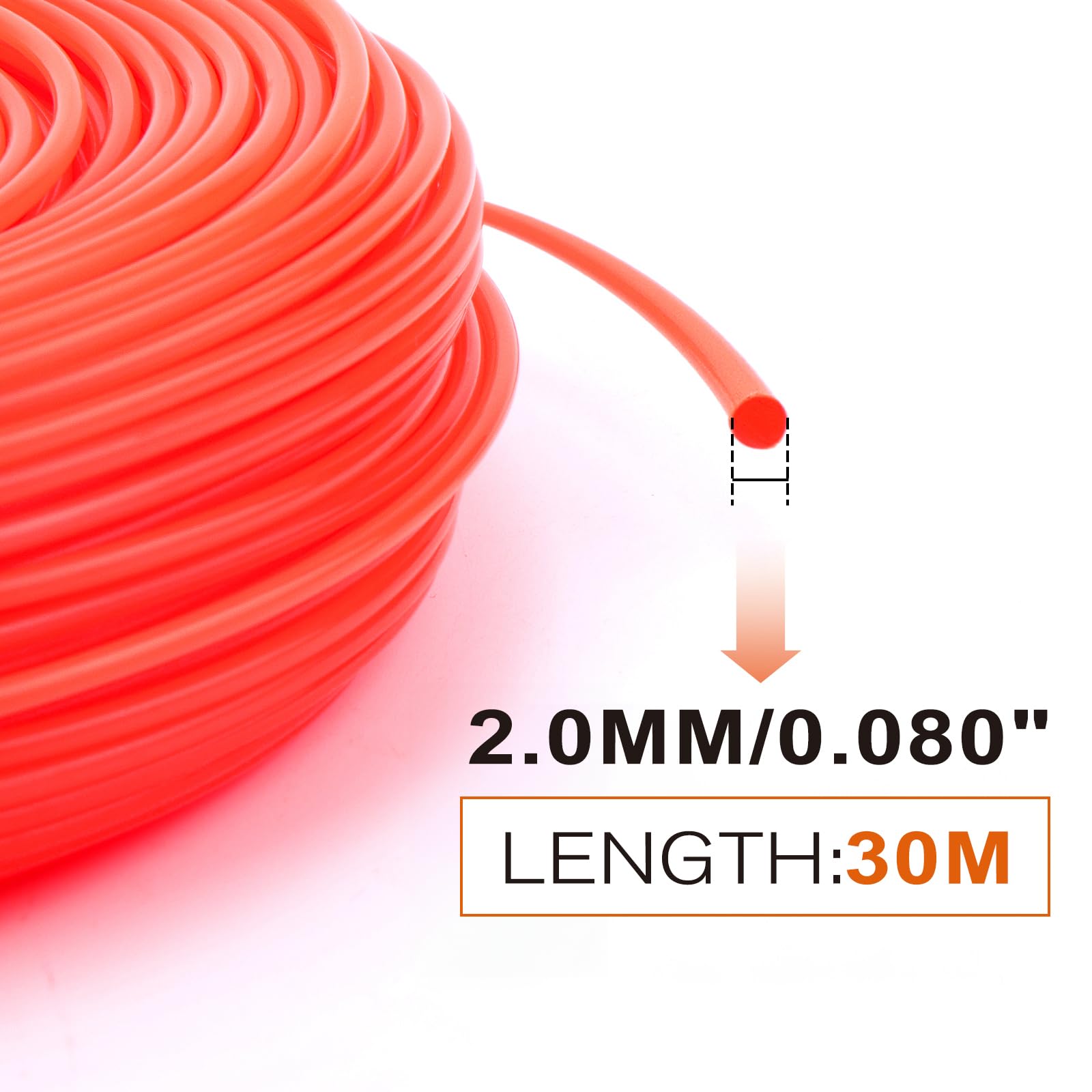 Savior 30M 2mm Strimmer Wire Universal String Trimmer Line Nylon Strimmer Cord 1.2mm 1.6mm 2.0mm 2.4mm 3.0mm Grass Strimming Cable for Garden Weeds Flower Beds (2mm x 30m Round) — view 2