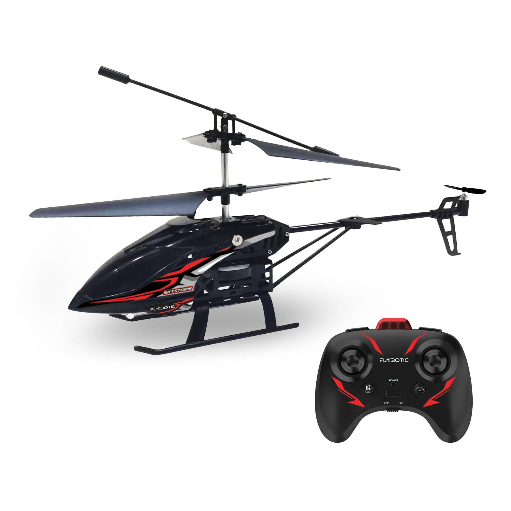 Flybotic Sky Storm Hélicoptère Radiocommandé 3 Canaux Gyroscope Rotor Coaxial Vol Stationnaire Effets Lumineux Batterie Incluse Jouet RC Enfant 8 Ans