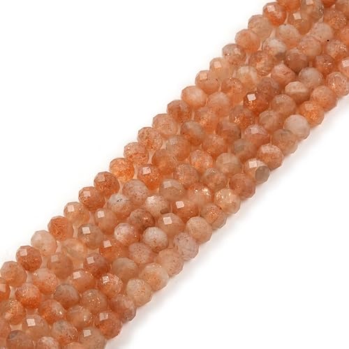 0.236 in Natural Golden Sunstone Faceted Rondelle Perlas sueltas Fabricación de Joyas DIY Bead 16 pulgadas