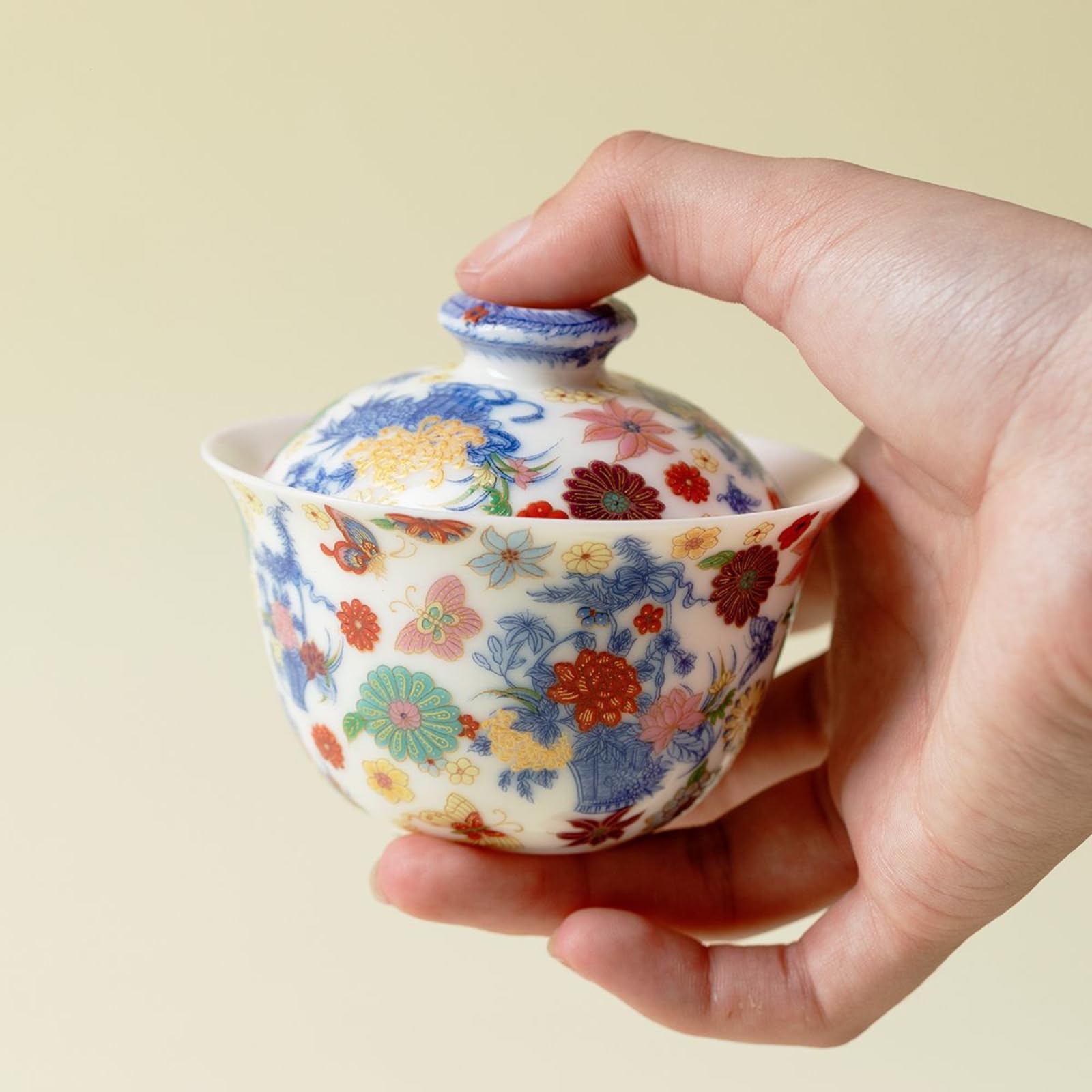 Ręcznie rysowany Gaiwan, 120 ml, zestaw do herbaty Kung Fu odporna na ciepło miska do herbaty