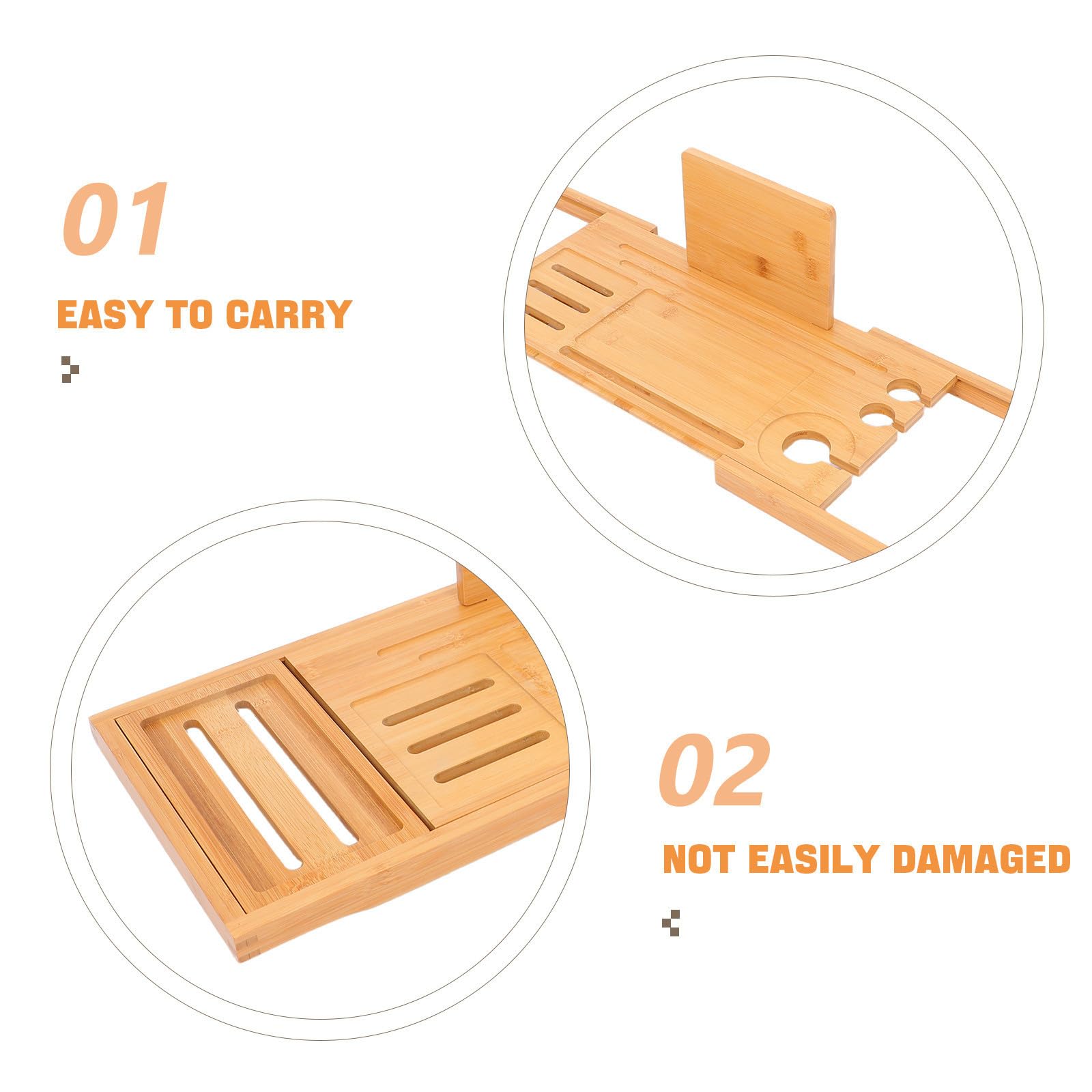 Toyvian Bandeja Extensible Modernos y Elegantes Diseño Ajustable para Bañera de Bambú y Resistente al Agua, Organizador Versátil para Accesorios de Baño