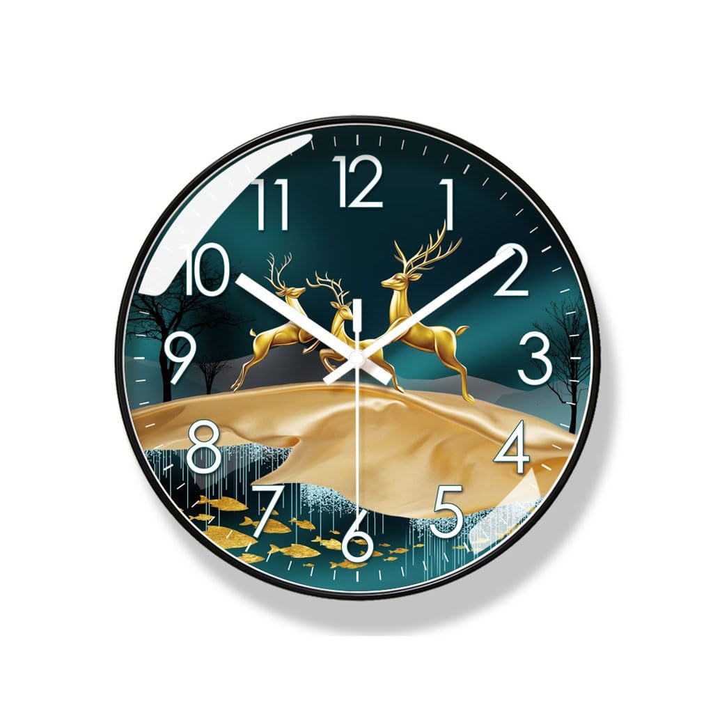 Orologio da parete Orologio da parete silenzioso for la casa Orologio da soggiorno Orologio da camera da letto Orologio da parete semplice a forma di alce Orologio al quarzo Reloj De Pared(A)