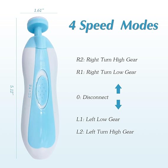 Baby Nail Trimmer File with Light Safe Electric Nail Clippers Kit for Newborn Infant Toddler Kids Toes and Fingernails Care, Polish and Trim Battery Operated (AA)
