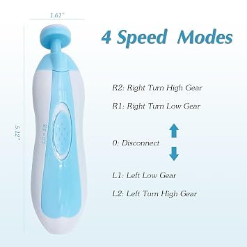 Baby Nail Trimmer File with Light Safe Electric Nail Clippers Kit for Newborn Infant Toddler Kids Toes and Fingernails Care, Polish and Trim Battery Operated (AA)