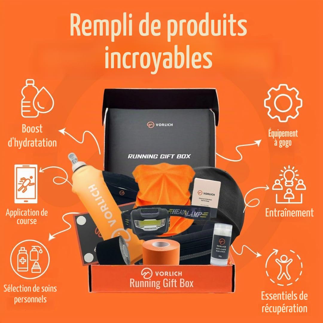 Superbe coffret cadeau cadeal avec 13 articles, cadeaux pour coureurs