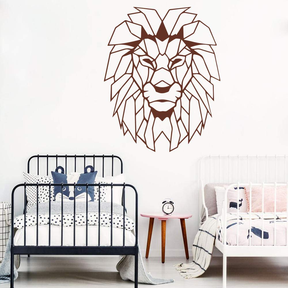 Sticker lion géométrique violet grand modèle décoratif de jungle