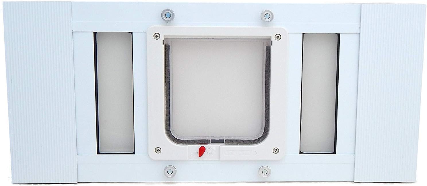 Aluminum Sash Window Pet Door - Cat Flap - 19"-24" Adjustable Width