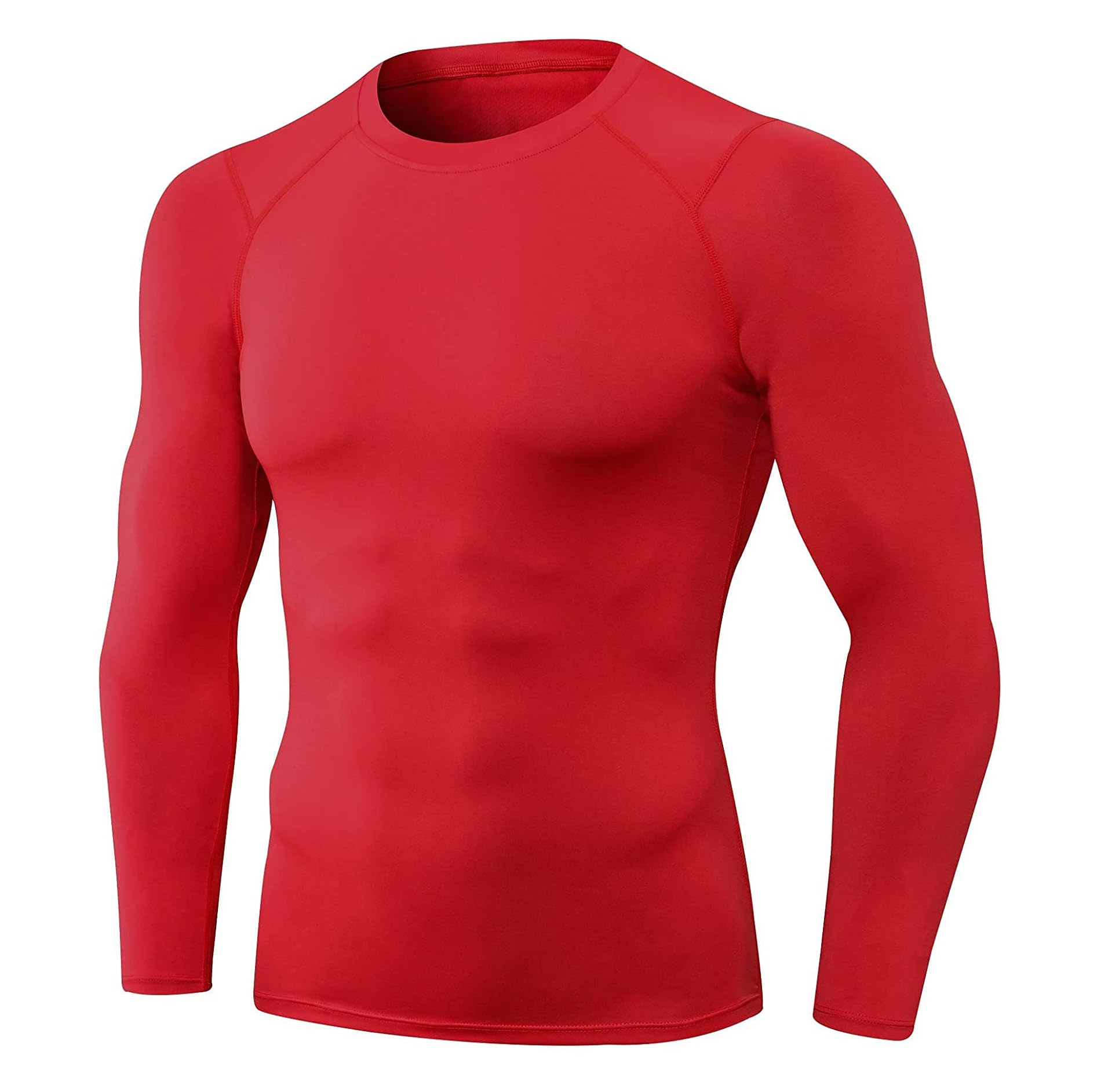 Camiseta de compresión para hombre, camiseta de manga larga para entrenamiento, atlética, ajuste seco, muscular, capa base para baloncesto y gimnasio, rojo (3-red), Mediana