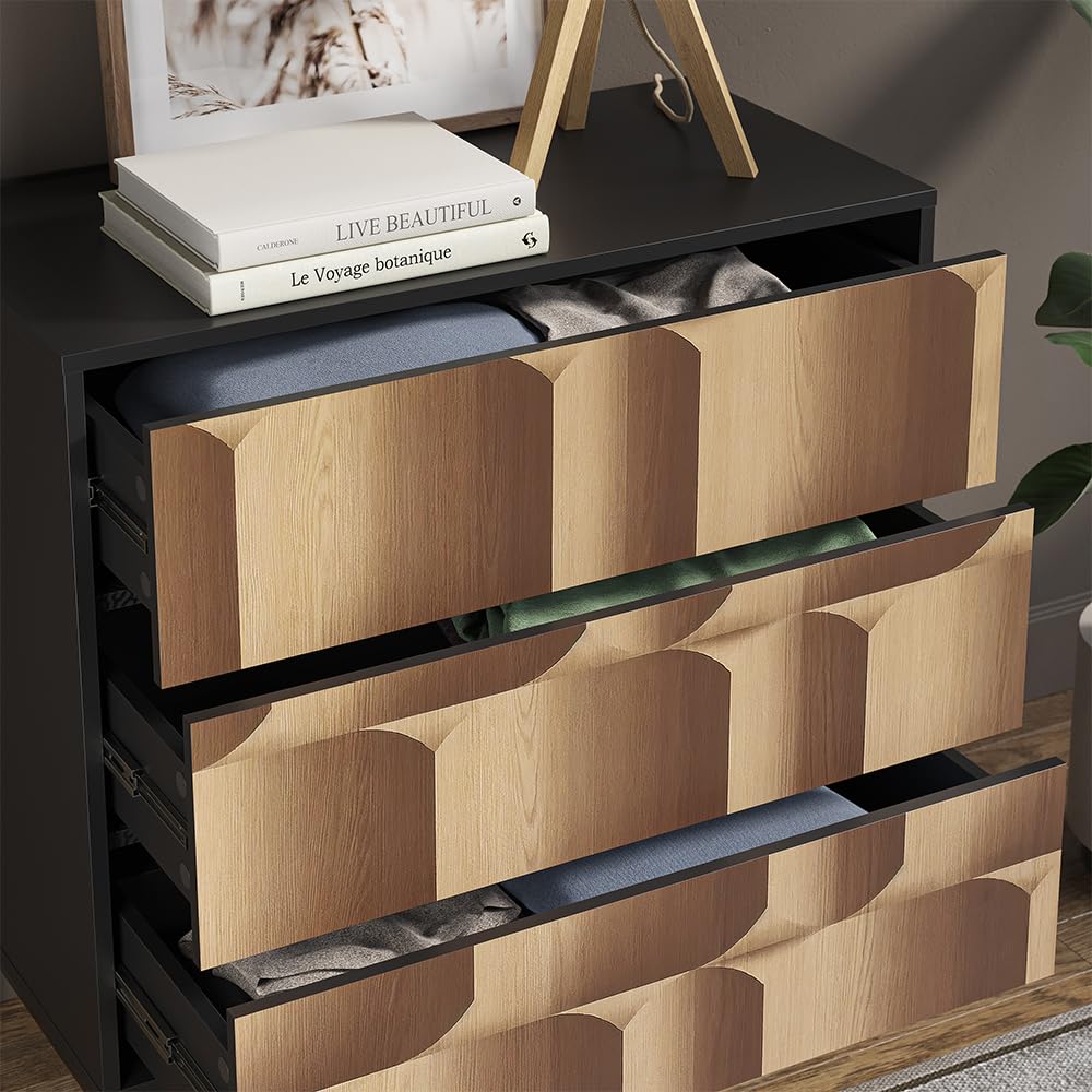 Vicco Commode Eliza, Noir/chêne, 80x81.2cm