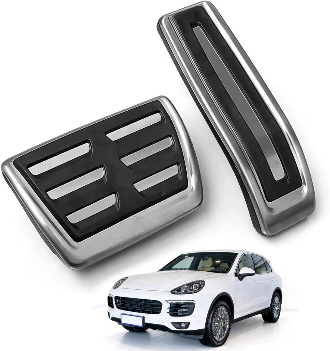 Car Pedal Covers for Porsche Cayenne 2008 2009 2010 2011-2015 2016 2017 2018, Auto Aluminum Gas Pedal Covers Accessories Replacement, Non-Slip Accelerator Brake Foot Rest Pedals(Set of 2)