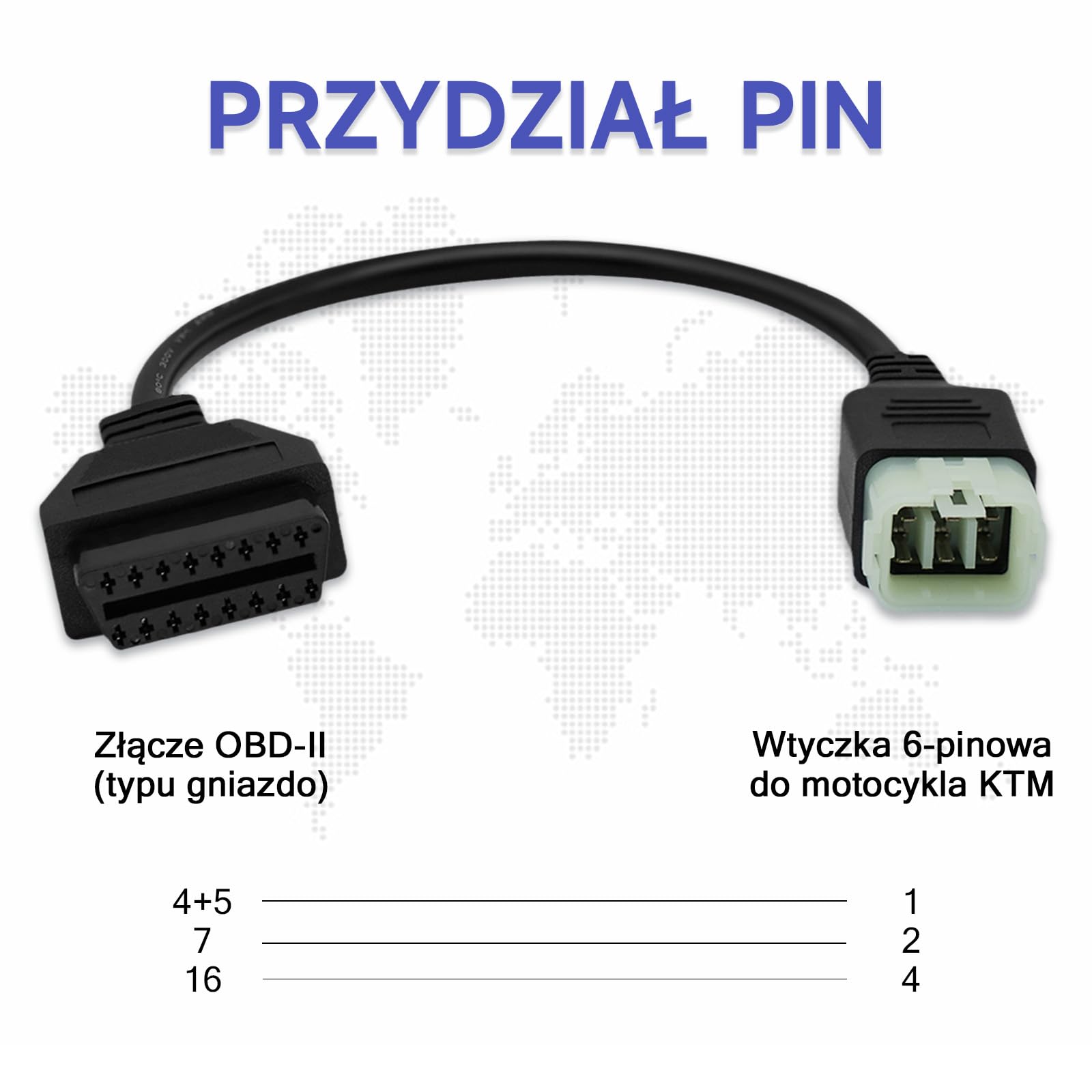 Adattatore OBD2 adattabile per KTM 6Pin a 16Pin cavo diagnostico per motocicli, adattabile per KTM Duke 125/200/690/990LC8/1190 RC8 RC8 ECU motocicletta, lavora con ELM327 Obdii Code Reader/Scanner