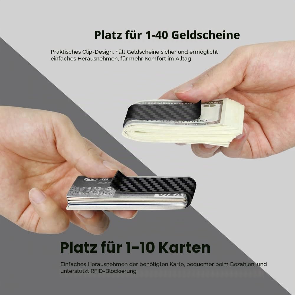 Carbon Fiber Geldbörse Geldklammer Kreditkartenhalter CLL CARBONLIFE Clips für Herren