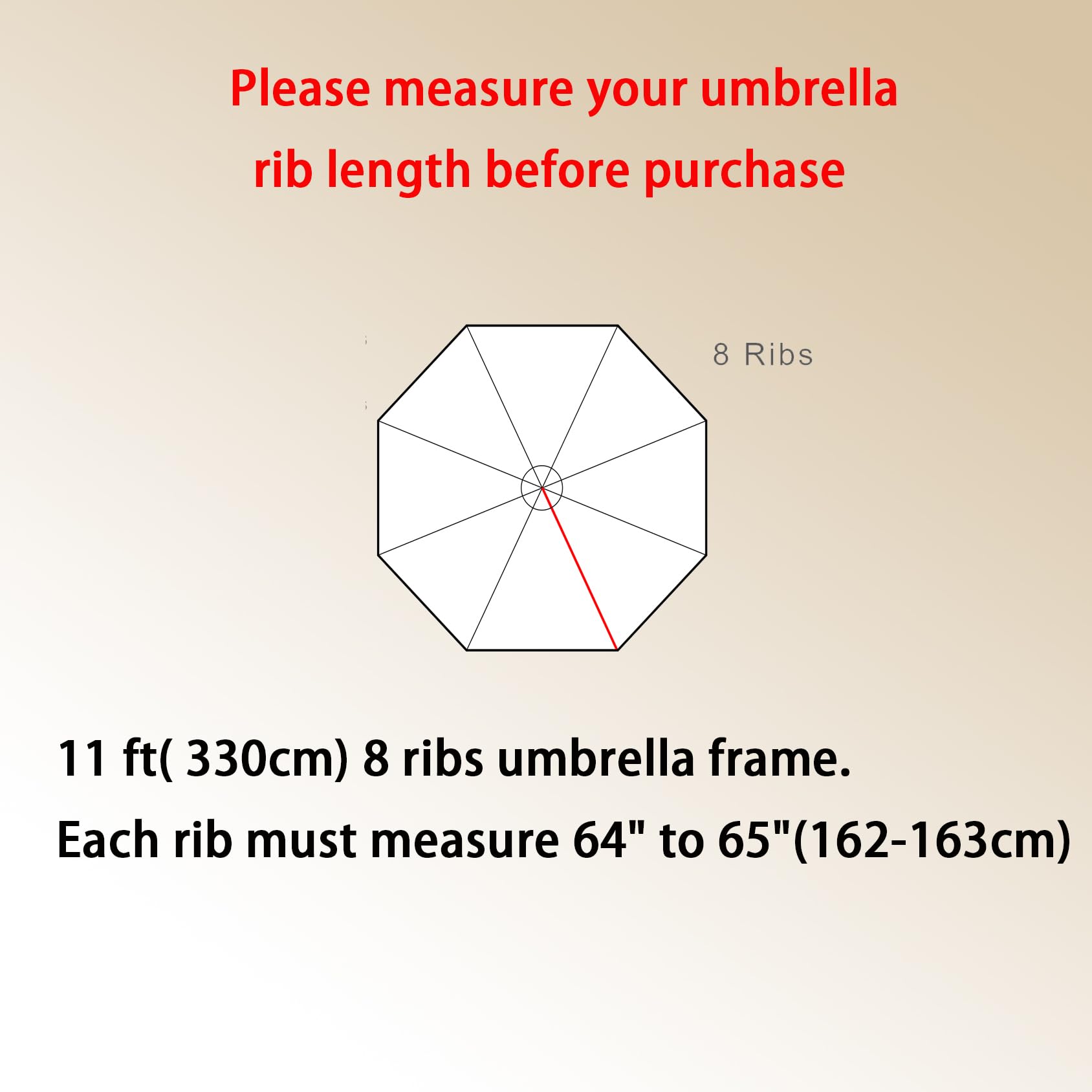 11FT Telo di Ricambio per Ombrellone 8 Braccia, Impermeabile Resistente allo Sbiadimento Copertura per Ombrellone In Tessuto Di Ricambio per Impermeabile e UV Per Cortile Giardino Piscina Cachi