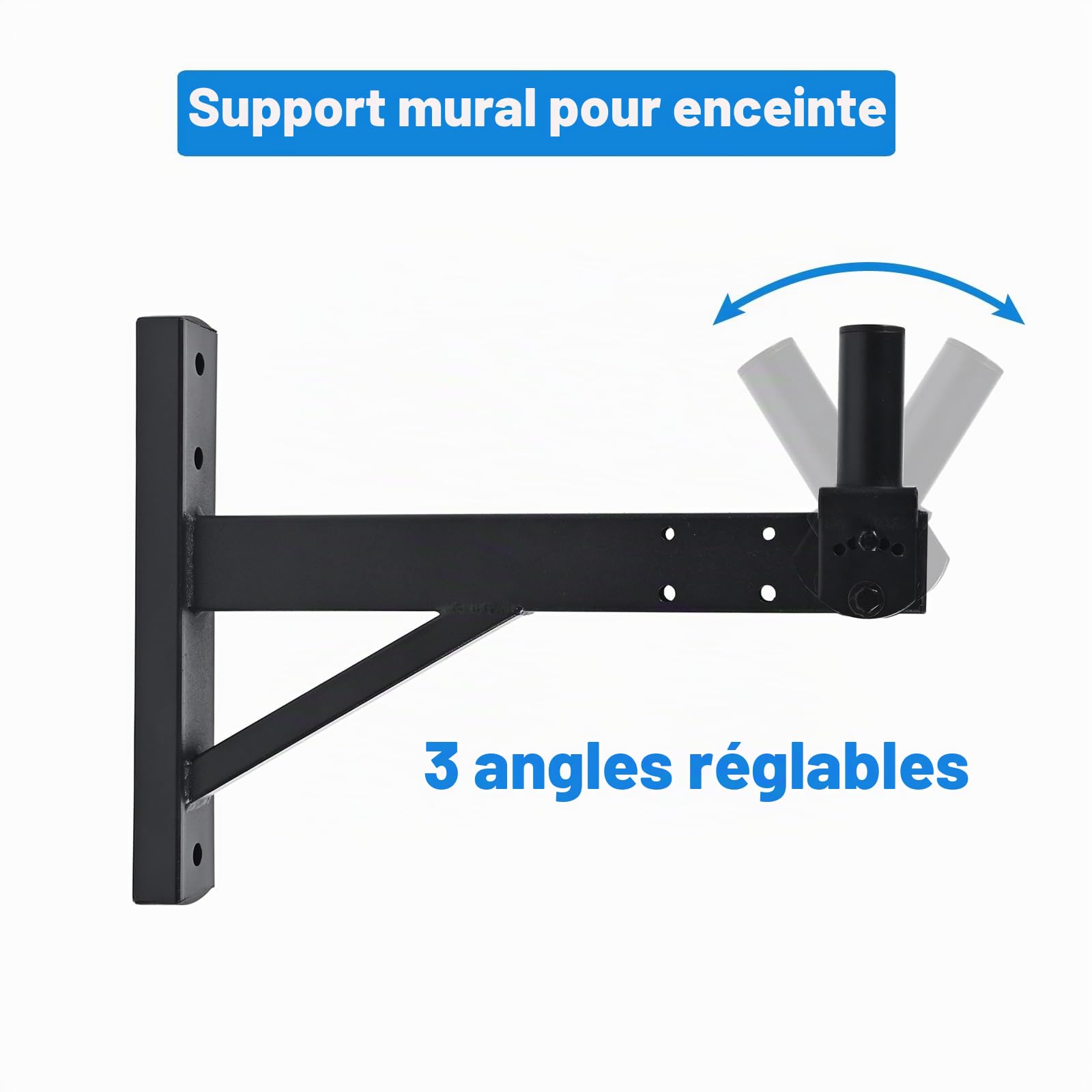 Support Mural pour Haut-Parleur, Support pour Enceinte, Support Mural pour Haut-Parleur inclinable, supporte jusqu'à 100lbs，HD-319(2 Packs Noir)