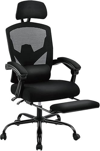 Silla ergonómica de oficina, silla de escritorio de malla con respaldo alto para computadora con soporte lumbar y ruedas, silla giratoria ajustable