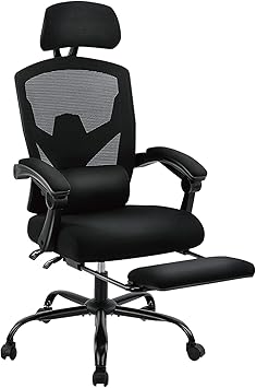 Sweetcrispy Office Computer Desk Chair, Ergonomic High-Back Mesh Rolling Work Swivel Chairs with Wheels, Comfortable Lumbar Support, Comfy Arms for Home, Bedroom, Study, Student, Black