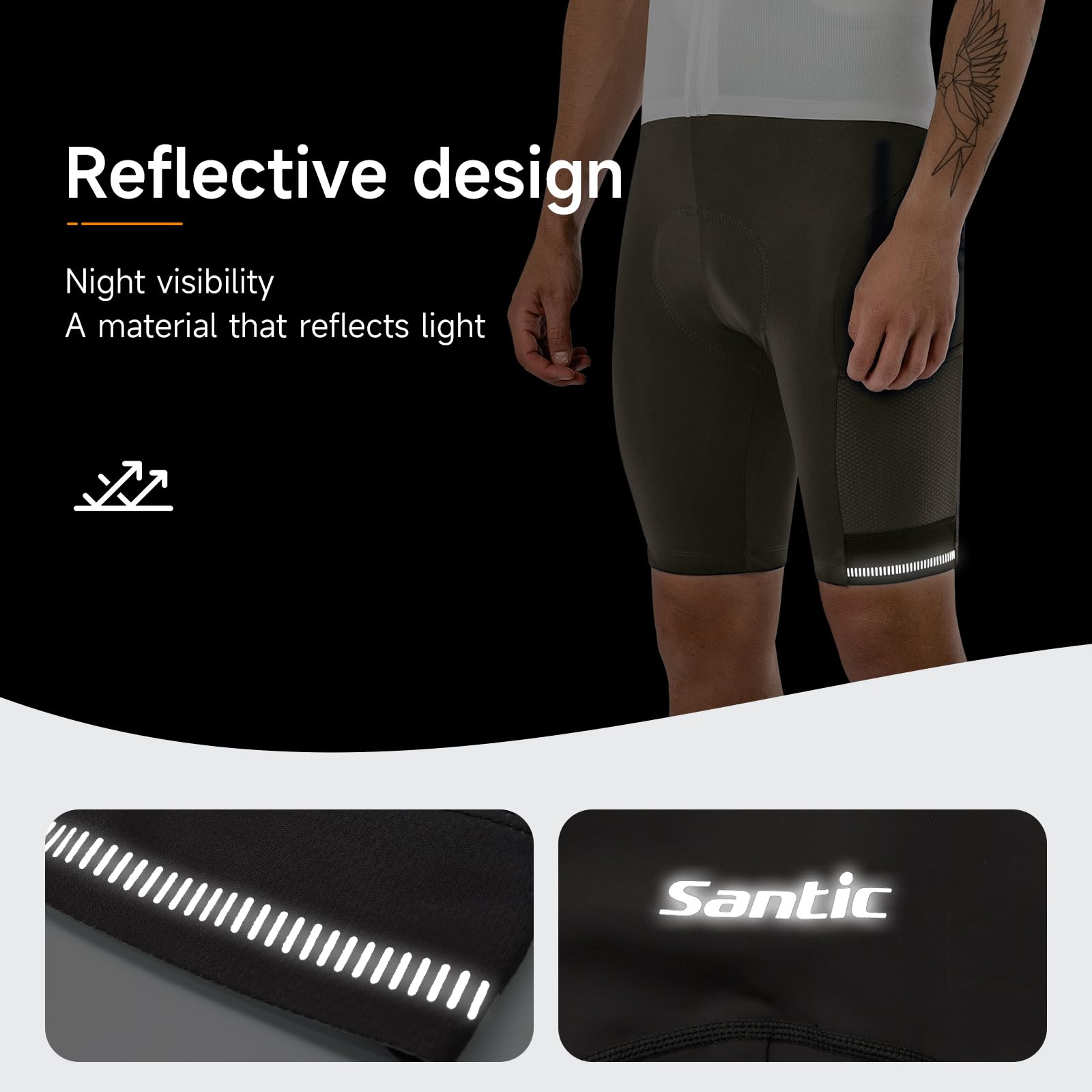 Santic Bavaglino da ciclismo da uomo 4D imbottito traspirante per bici da strada bavaglini da ciclismo in gel per bicicletta da viaggio lungo