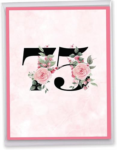 Miniatura 1 de NobleWorks J8261MBG - Tarjeta de felicitación de cumpleaños de 75 x 11 pulgadas con sobre (1 unidad), tamaño grande, tamaño jumbo floral de 75 años