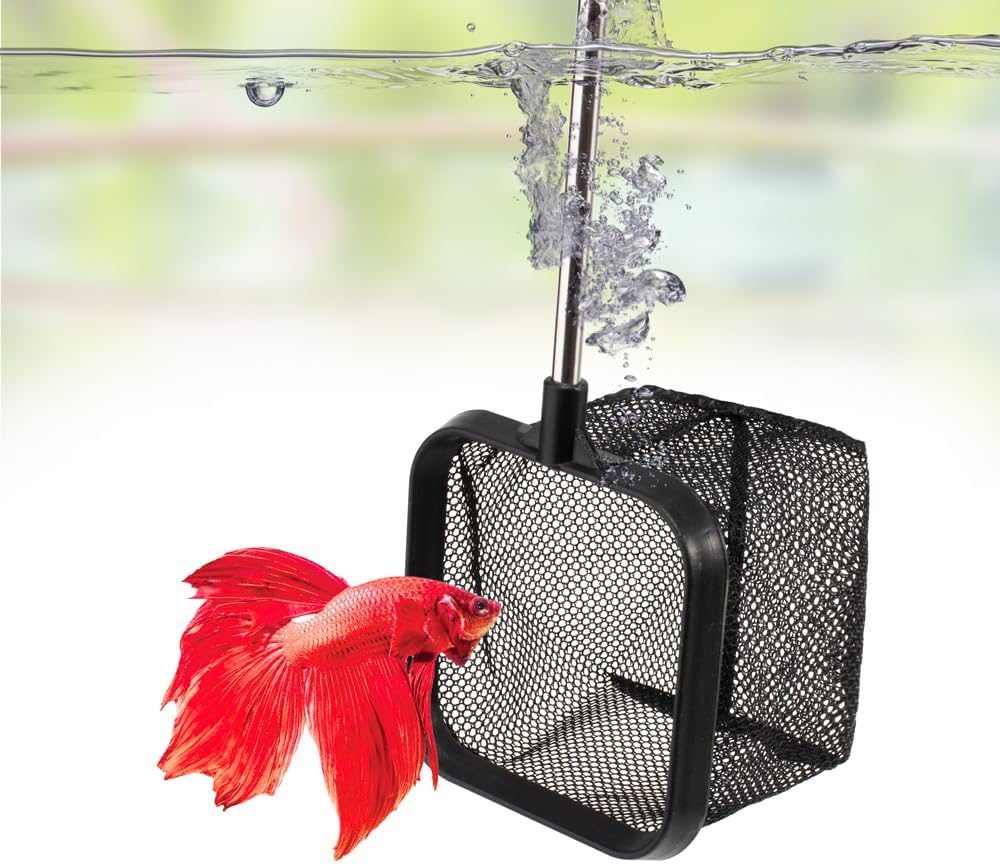 3 Inch Aquarium Fish Net for Betta Fish Tank Nano Nylon Net with Extendable Handle 6-16 Inch, 1 Yr Warranty