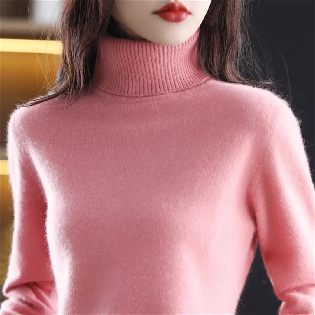 Maglione da donna autunno e inverno visone cashmere collo alto moda allentato caldo pullover lavorato a maglia