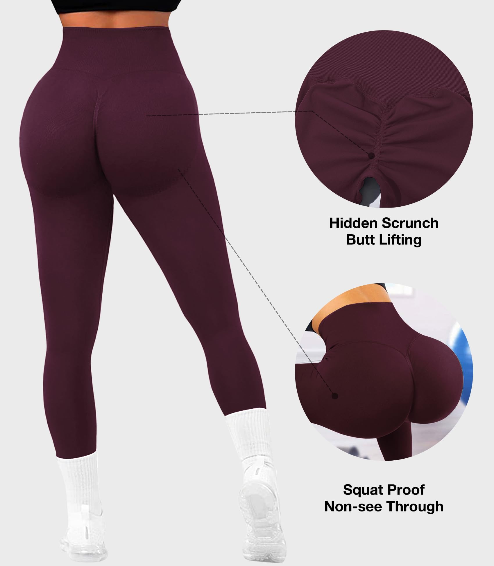 JGS1996 Hidden Scrunch Butt Lifting Leggings for Women Tummy Control High Waisted Workout Gym Seamless Impact Yoga Pants