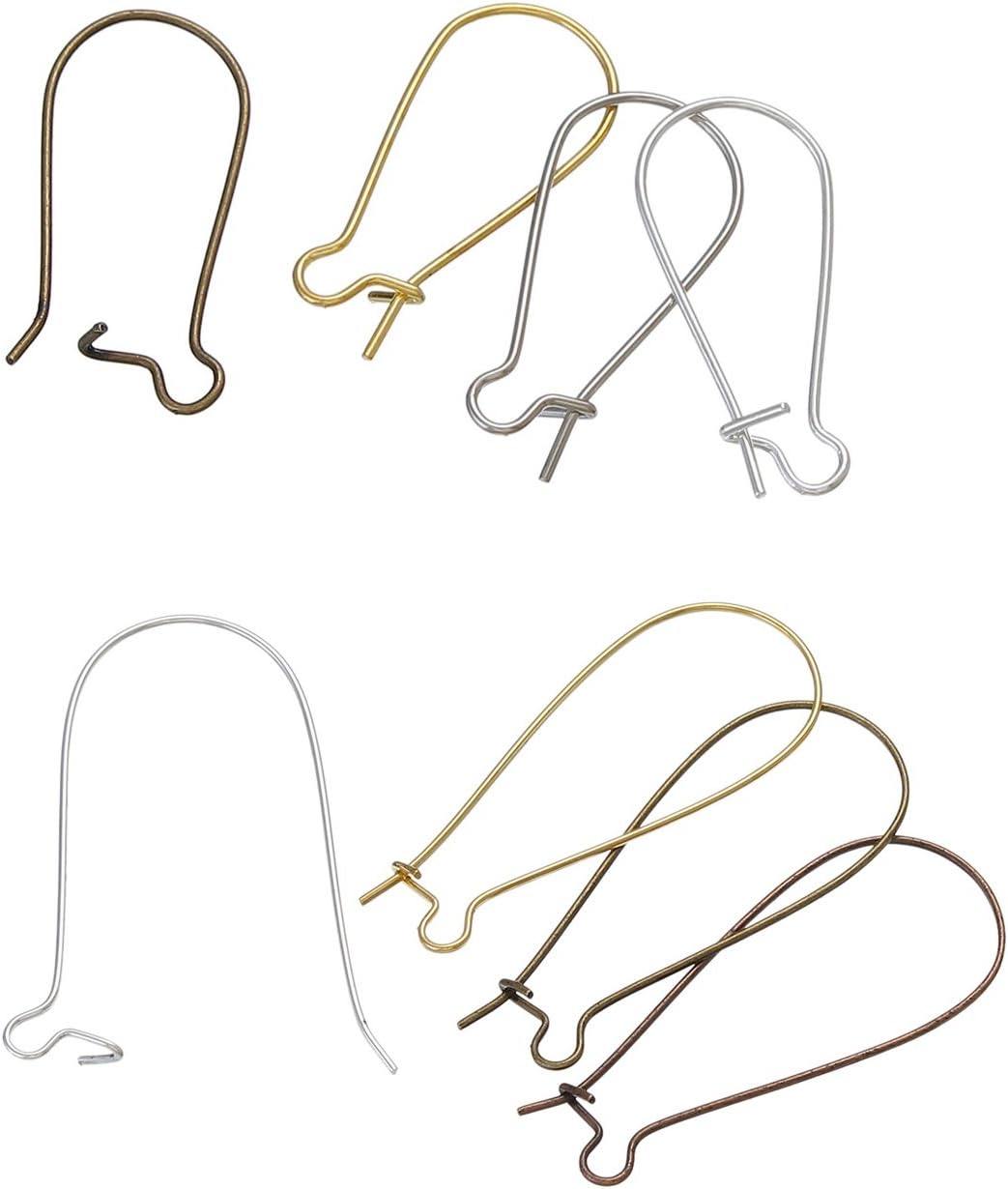 JGFinds Mixed Color Ear Wire Hooks, Silver, Bronze, Gold Tone Earring Findings, 200 Pack (1 x 3/8")