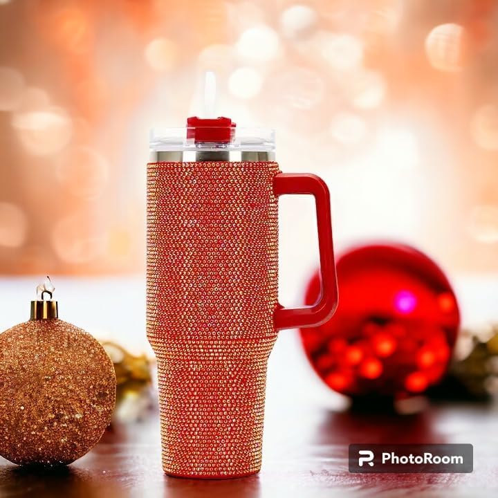 Miniatura 4 de The Baladiah Vaso de acero inoxidable de doble pared de 40 onzas con asa y popote, vaso simple y moderno, tapa de vacío trenzada, taza aislada para