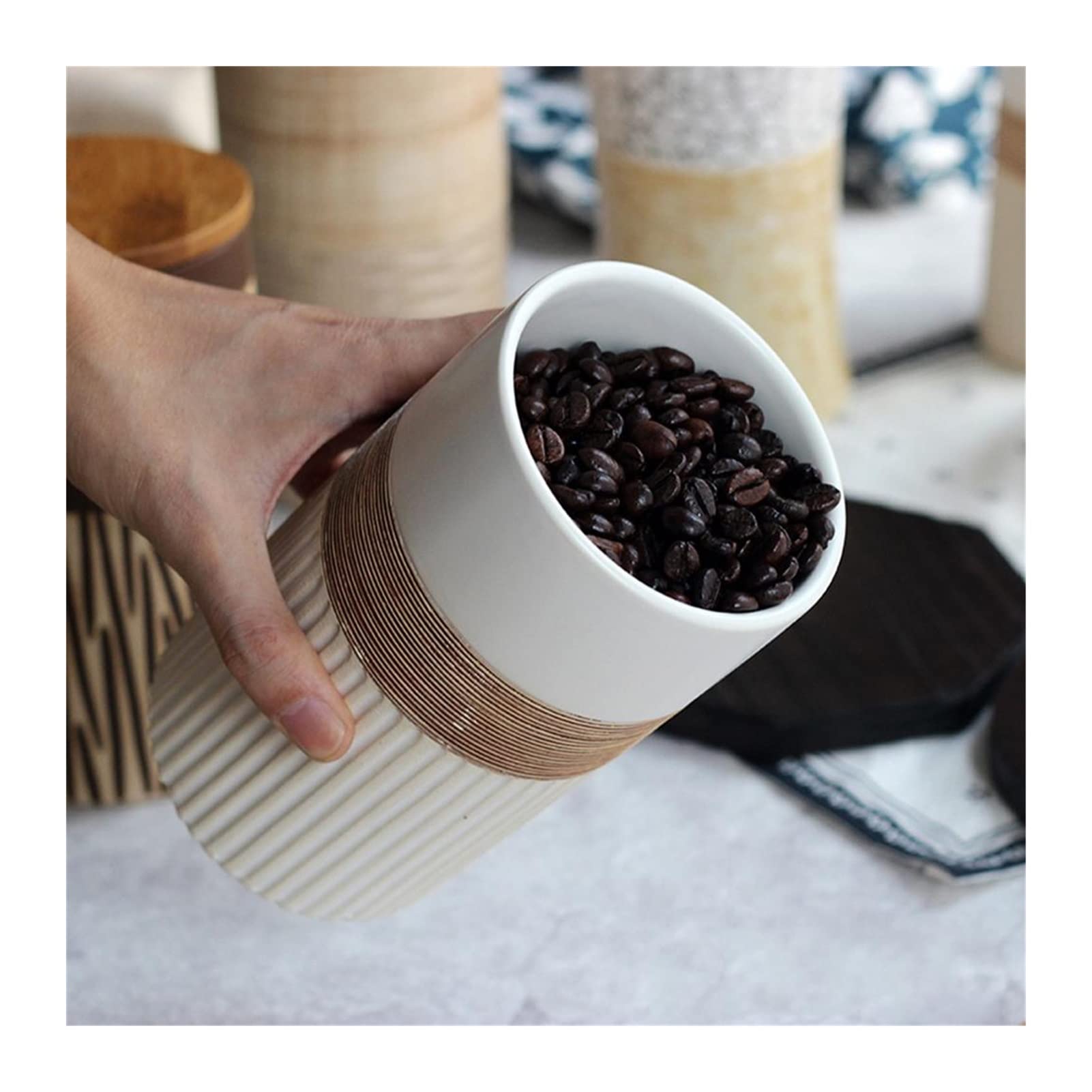 QINGGANGLING999 Kaffeedosen Kreativer keramischer Kaffeebohnenglas handgefertigte lagerung Flasche versiegelte kaffeeflasche küche Beil Kaffeedose Luftdicht