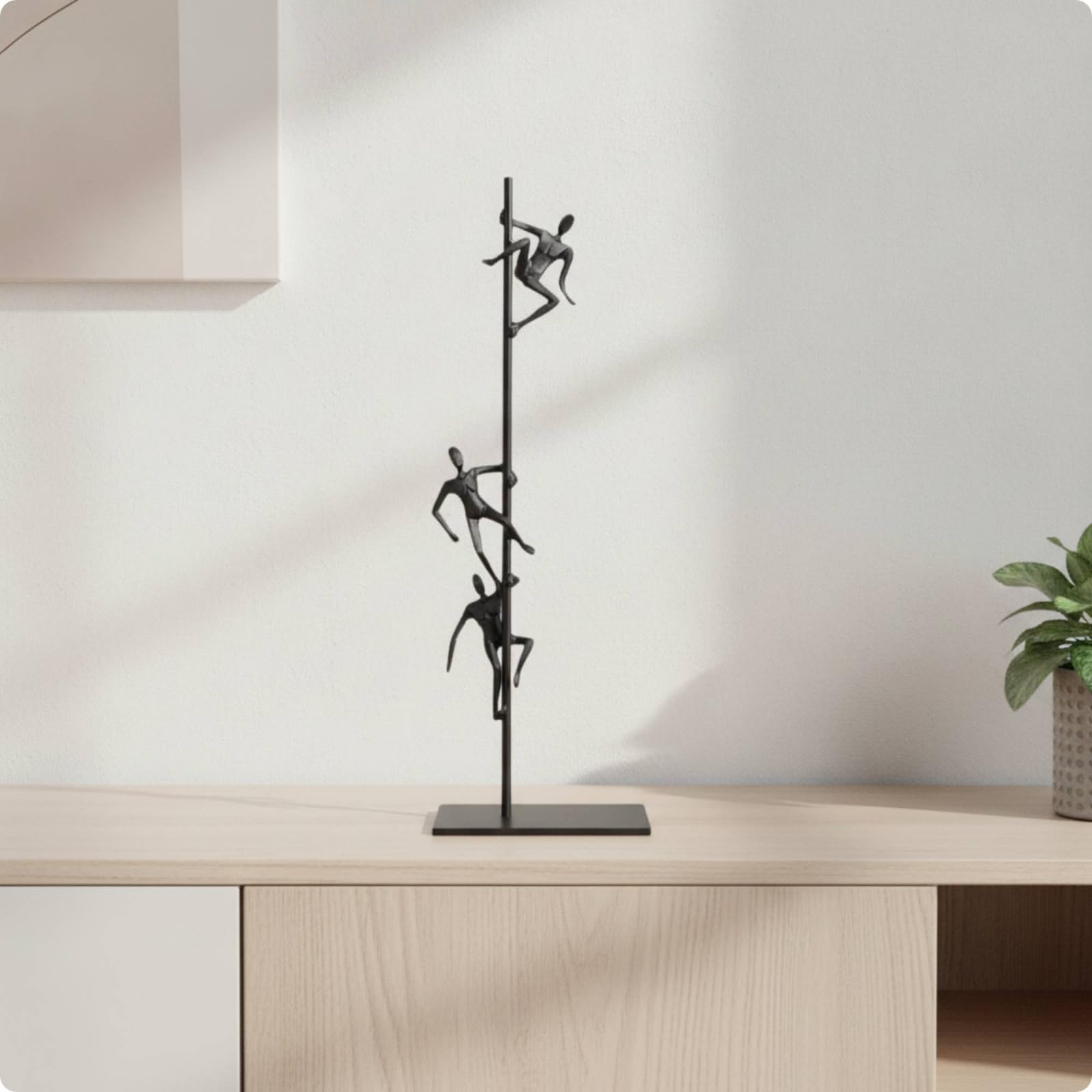 Escultura Figuras Antropomorfas Negra Escultura Conceptual Abstracto Estatua con Base Rectangular para Recibidor
