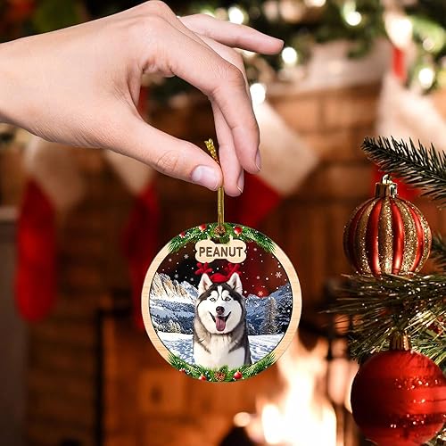 Miniatura 75 de Adorno personalizado de Yorkie para Navidad, adornos personalizados con nombre de mascota, adornos acrílicos para colgar en el árbol de la puerta