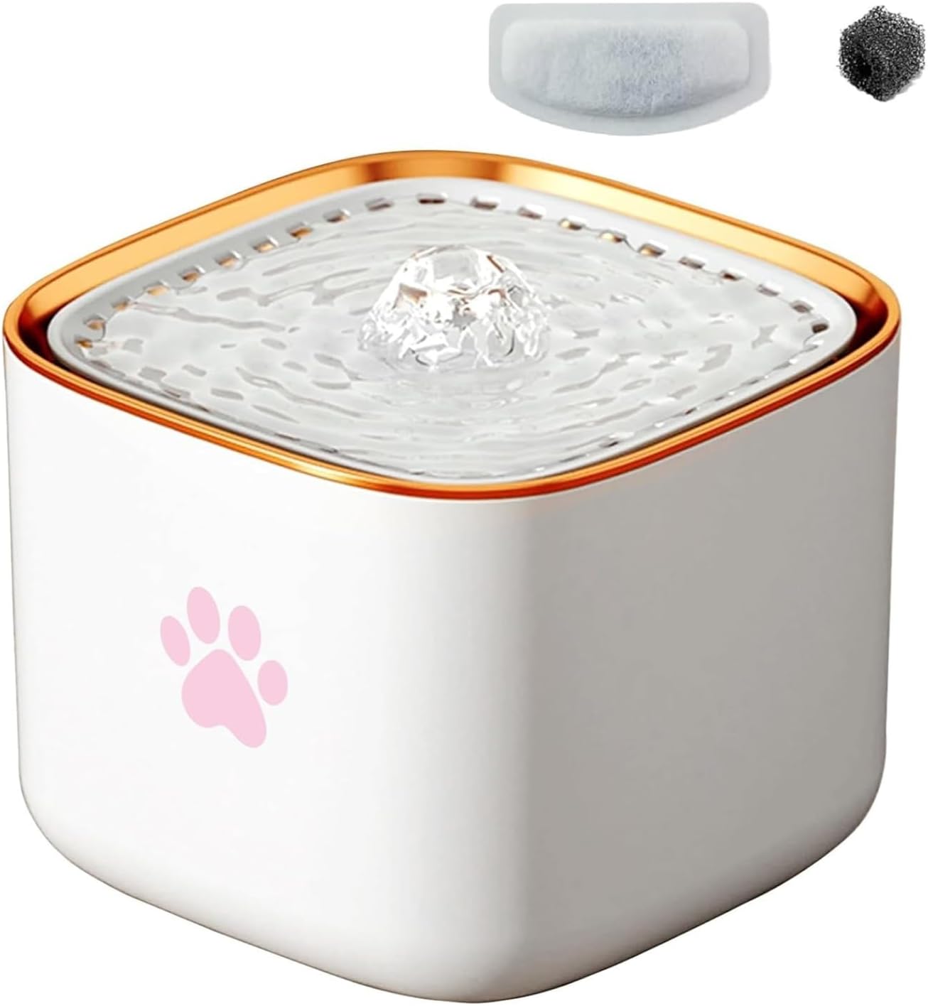 Fuente de Agua para Gatos y Perros Automática 3L, Diseño Rosa y Dorado
