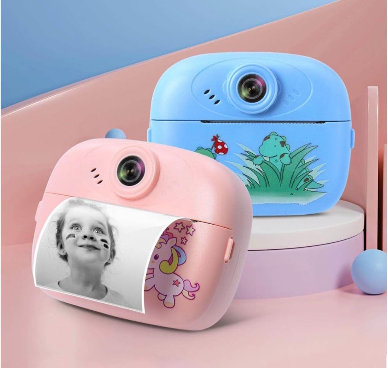 Instant Print Camera for Kids with Built-in Printer | Digital Photo & Video Camera | One-Button Printing, Screen Display, TF Card & USB Charging (Paper Roll Included, Random Color)