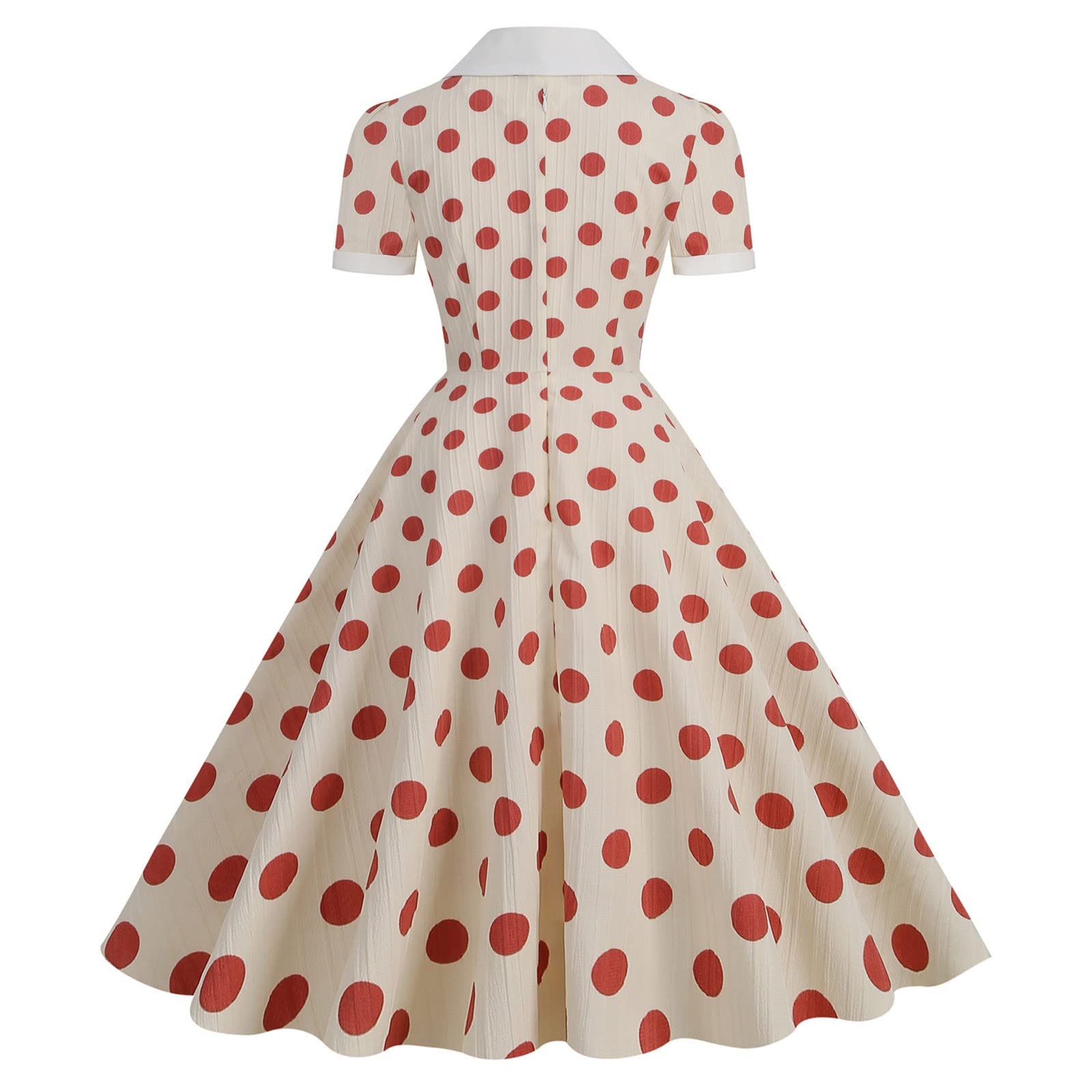 Damenkleid Im 50er-Jahre-Style – Retro, Gepunktet, Mit Gürtel Für Cocktail-Party & Alltag
