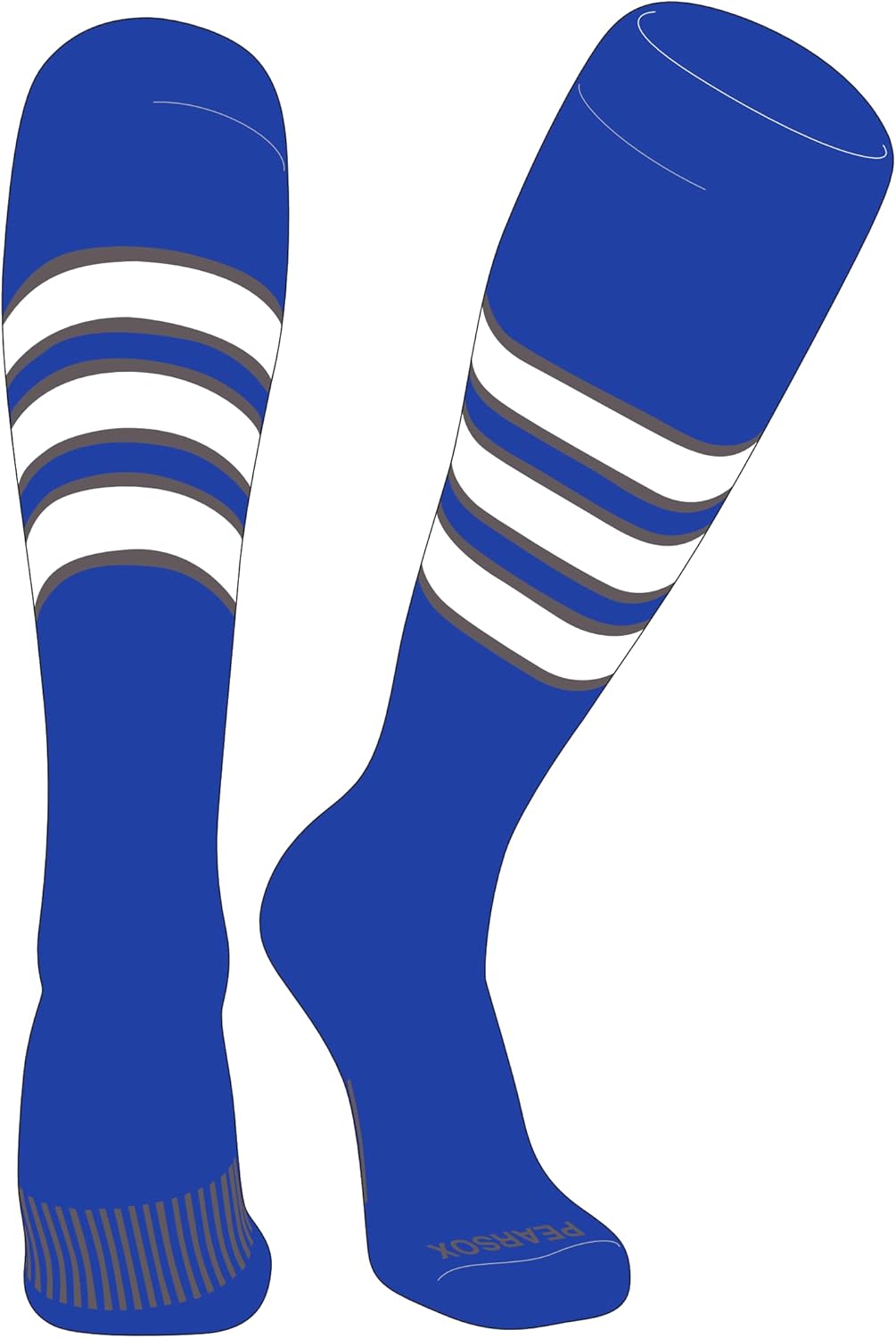 PEAR SOX Striped OTC Baseball, Softball, Football Socks (C) Royal, Graphite, White
