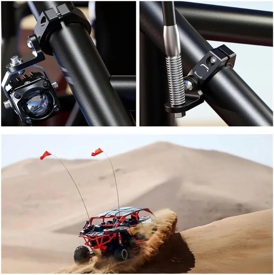 Motorcycle Light clamp Motorcycle Headlight Spotlight Mount Bracket Flag Mount Solid Heavy Duty Roll Bar Clamp 360° Adjustable Fog Tube Fork Clamp
