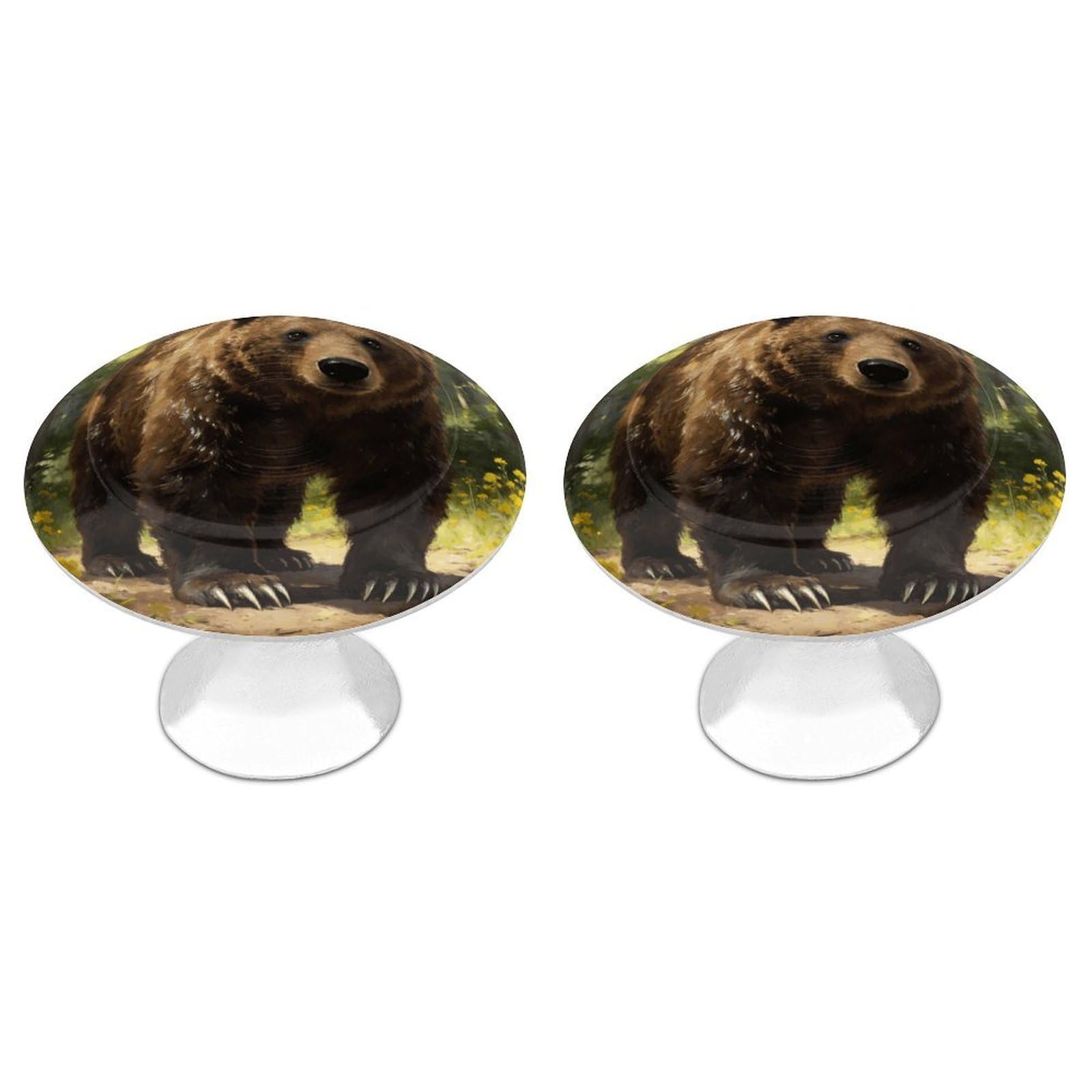 Vstadank Style Bear Cabinet Knob 2 Pack Round Drawer Pull Kitchen Cabinet Hardware Stainless Steel Dresser Drawer Knob Simple Cabinet Pull For Dresser Closet Door Knobs Cupboard