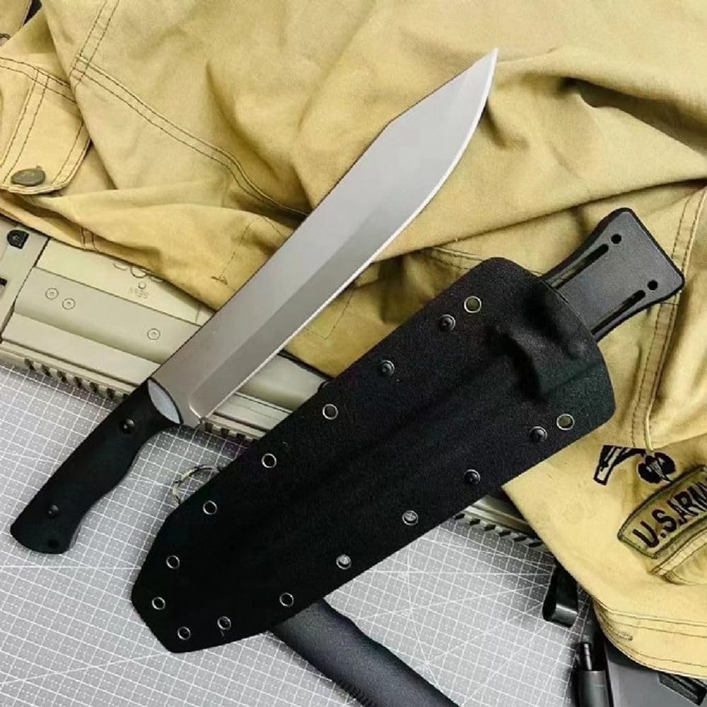 Generico TEERMA JN7 Coltello da caccia, coltello da campeggio - coltello di sopravvivenza a lama fissa forgiata in un pezzo, Per la caccia, la pesca, le avventure di sopravvivenza