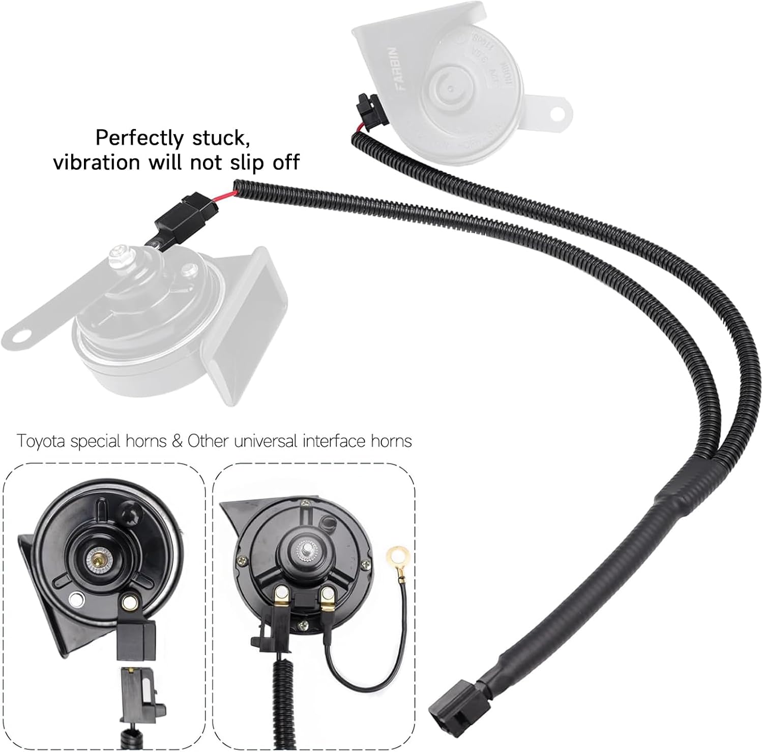 FARBIN 1 to 2 Horn Adapter Connector Y Type Special Plug Wiring Kit for Toyota Car Truck Horn Plug and Play (1 to 2 Converter Wiring for Toyota horn)