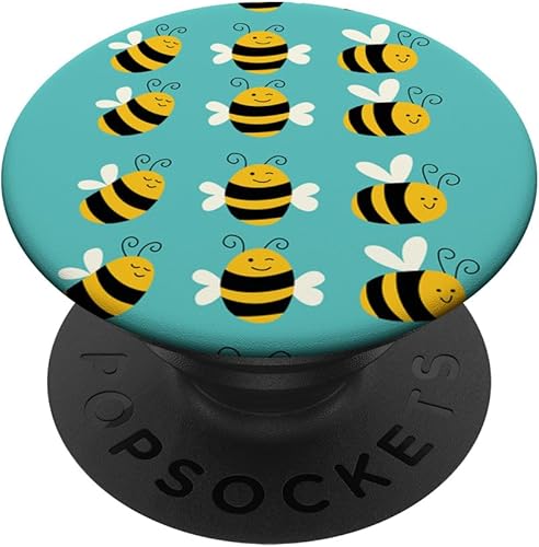 Honey Comb Bee Pattern Happy Women Girls Bumble Bee PopSockets Standard PopGrip