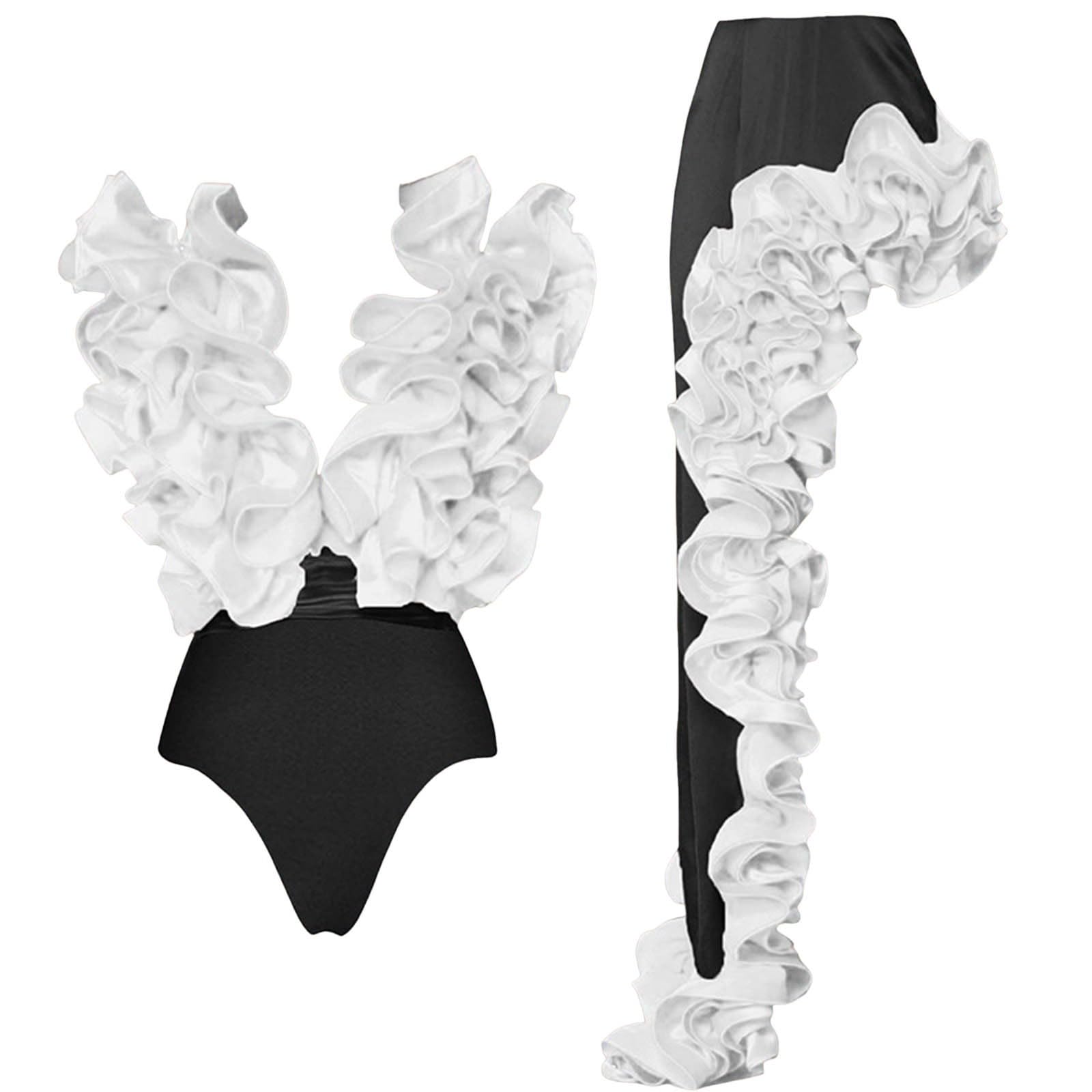 Genérico Costume Intero Donna Piscina Costume da Bagno Donna Set Due pezzi con scollo a V e Gonna asimmetrica Trendy Costumi Interi per le vacanze al Mare e il nuoto Indoor
