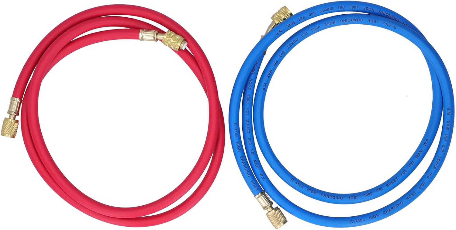 Charging Hose Tube, Air Conditioning Maintenance Tools Air Coolant Adding and Condition Manifold Gauges Fluorine Tube Snow Type Pressure Two Color Refrigerant Injection (R410