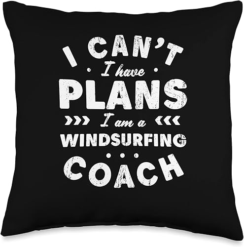 Windsurf Humor Sarcastic Trainer Witty I Can't I Have Plans Coach Funny Windsurfer Throw Pillow, 16x16, Multicolor